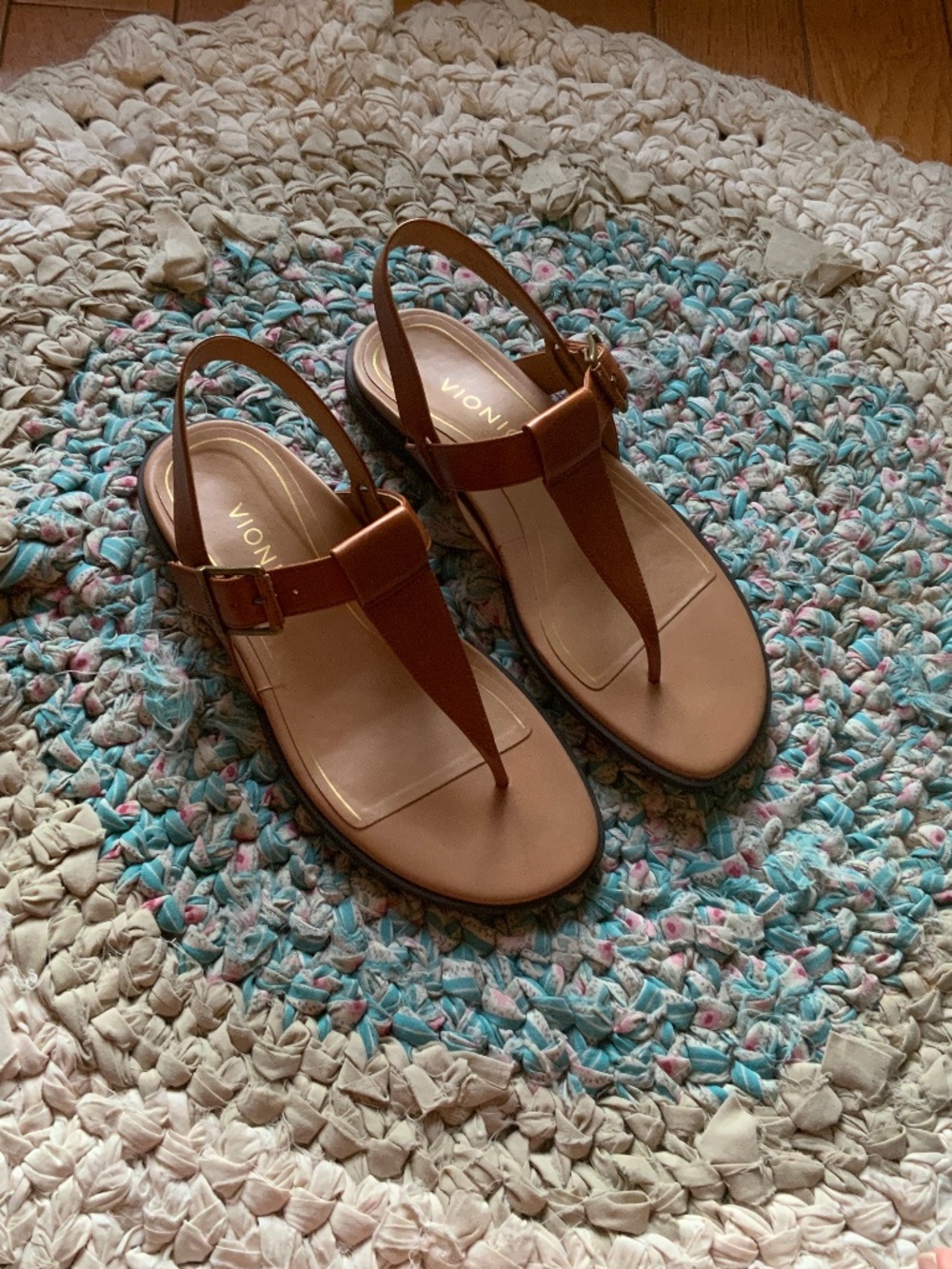 Vionic Coral Leather Tan Sandals Women's Sz 6.5 Wide 🆕
